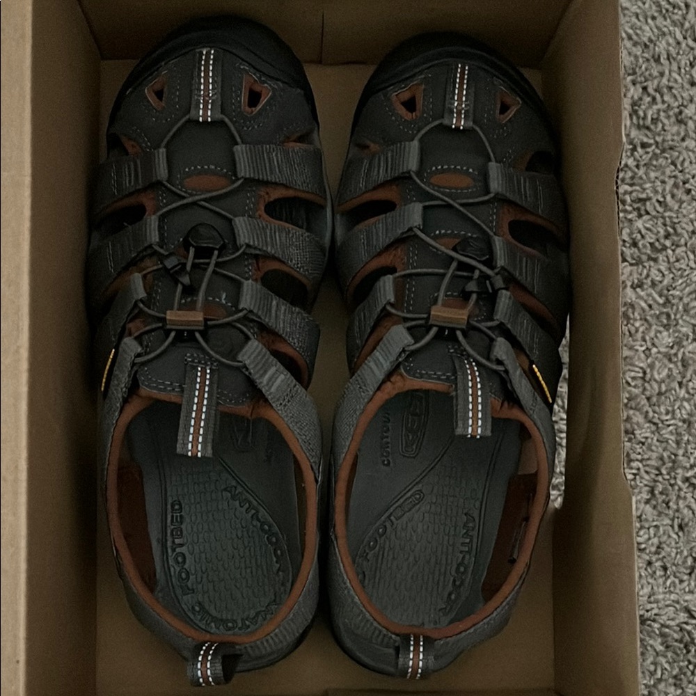 Keen Black and Brown Outdoor Sandals with Toe Protection